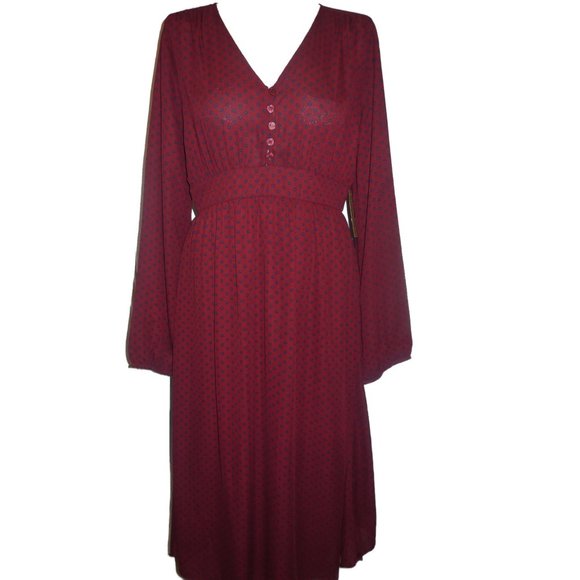 Dress Polka Dot NEW retro fit & flare long sleeve bellow knee summer party - Picture 2 of 9